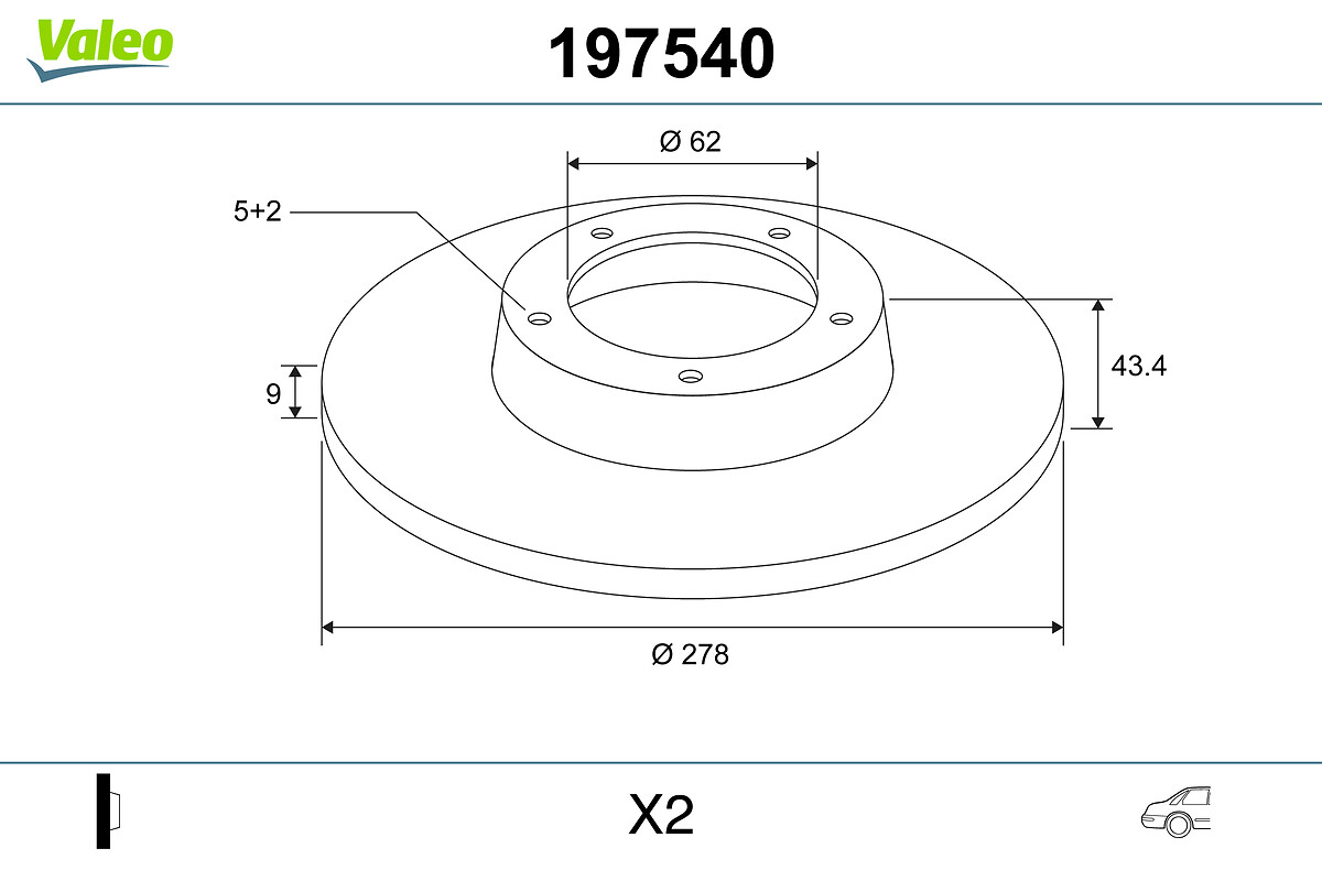 VALEO 197540 Bromsskiva